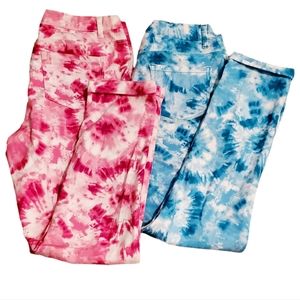 Wonder Nation Girls Tye Dye‎ Jeggings (Pink & Blue) 2 pair, Size 14/16